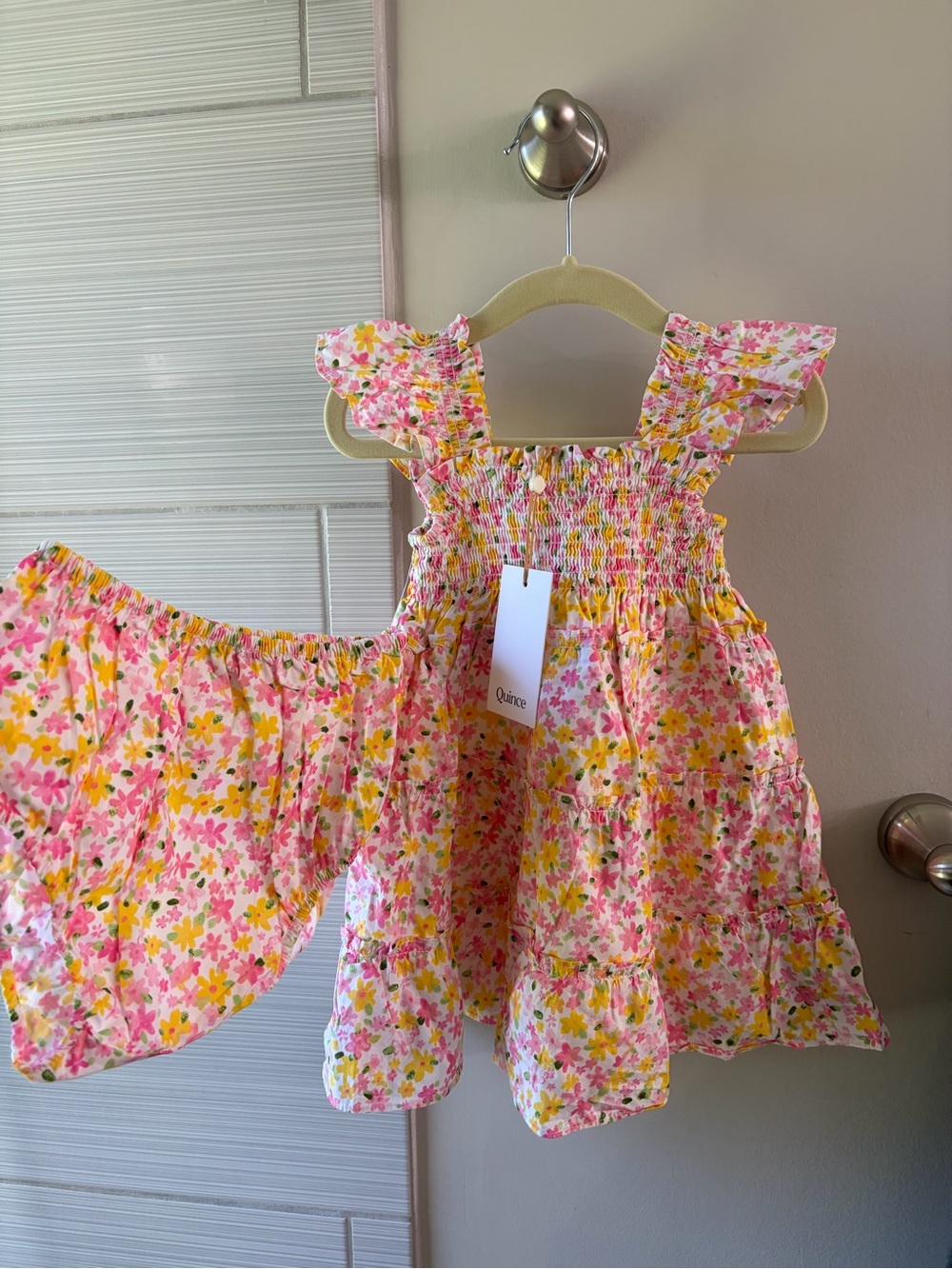 Quince 100% organic cotton poplin smocked dress 18-24 months watercolor ditsy - Picture 1 of 6